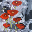 "Maci" - acril pe pânză, 70 x 50 cm