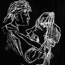 Eminescu si Veronica, acril pe pânză, 70x50 cm