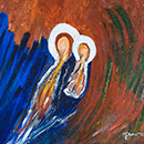 Fecioara Maria și pruncul - acril pe pânză 50 x 70 cm